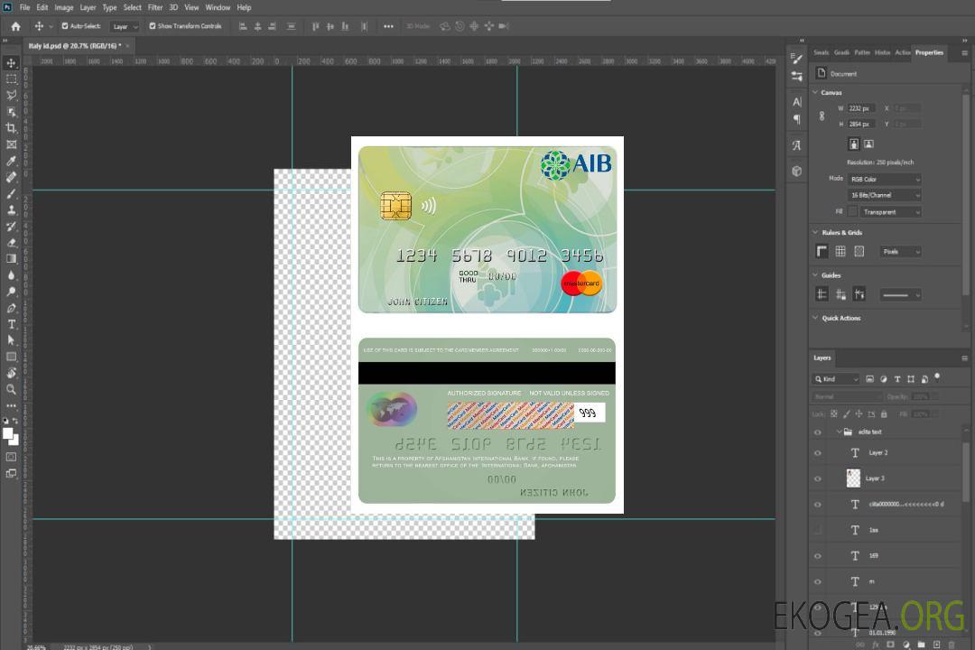 Carte Mastercard de la banque internationale d'Afghanistan template Carte Mastercard de la banque internationale d'Afghanistan template